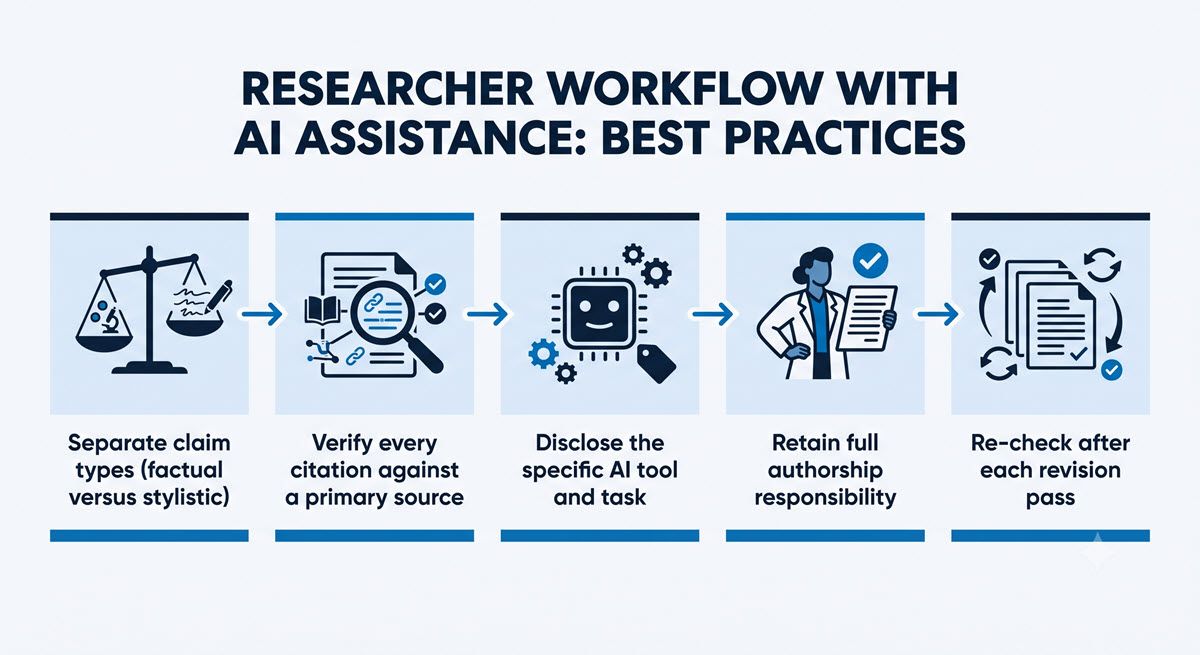 Figure 1: A five-step flowchart for incorporating AI assistance into scientific manuscript preparation without compromising integrity. Credit: AI-generated image created using Google Gemini (2026). AI-generated flowchart of a five-step framework for responsible AI-assisted scientific writing.