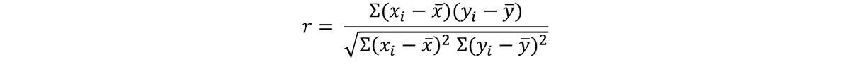 Pearson correlation coefficient formula.