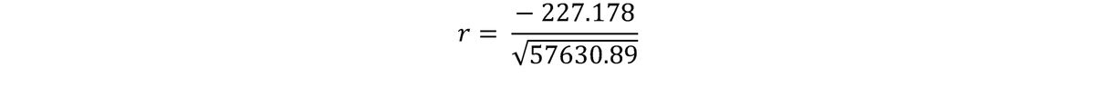 Calculating the Pearson’s correlation coefficient, step 4.