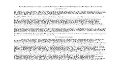 Ten-Year Experience with Sublingual Immunotherapy for Juniper Pollenosis