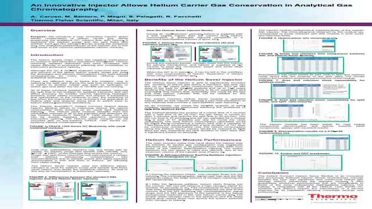 An Innovative Injector Allows Helium Carrier Gas Conservation in Analytical Gas Chromatography