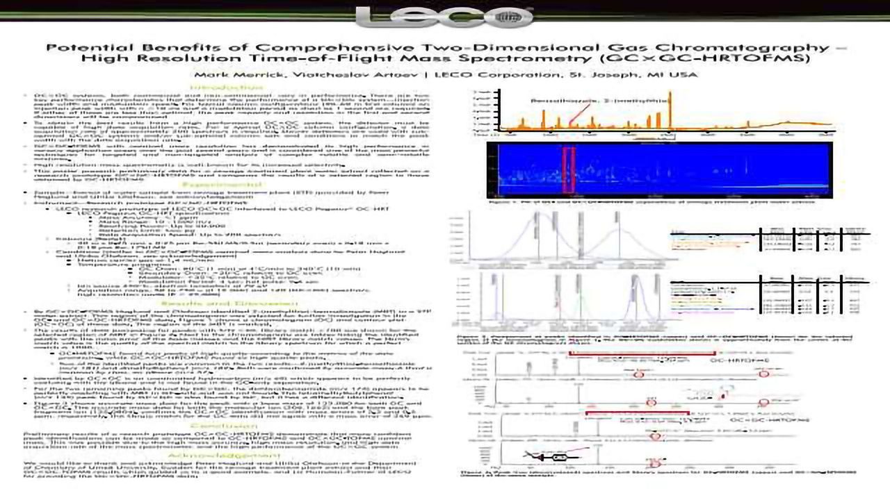 Potential Benefits of Comprehensive Two=Dimensional Gas Chromatography — High Resolution Time-of-Flight Mass Spectrometry (GCxGC-HRTOFMS)