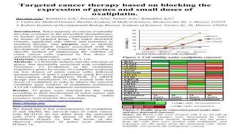 Targeted cancer therapy based on blocking the expression of genes and small doses of oxaliplatin.