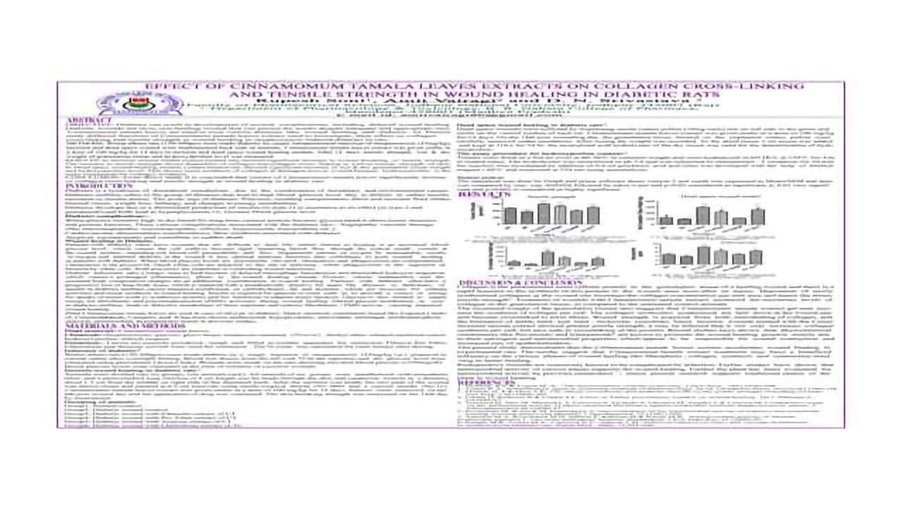 Effect of cinnamomum tamala leaves extracts on collagen cross-linking and tensile strength in wound healing in diabetic rats