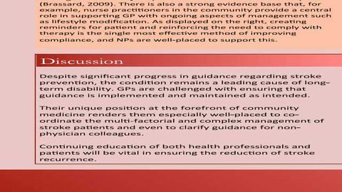 Secondary Prevention of Stroke: The role of the General Practitioner