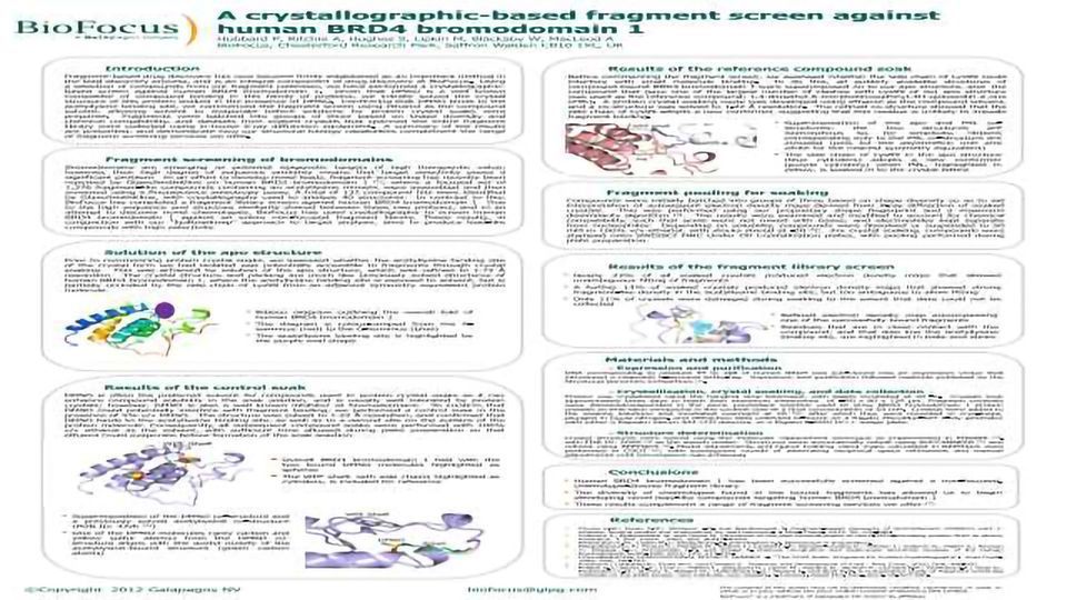 Crystallographic-Based片段对人类BRD4 Bromodomain 1内容块屏幕图像