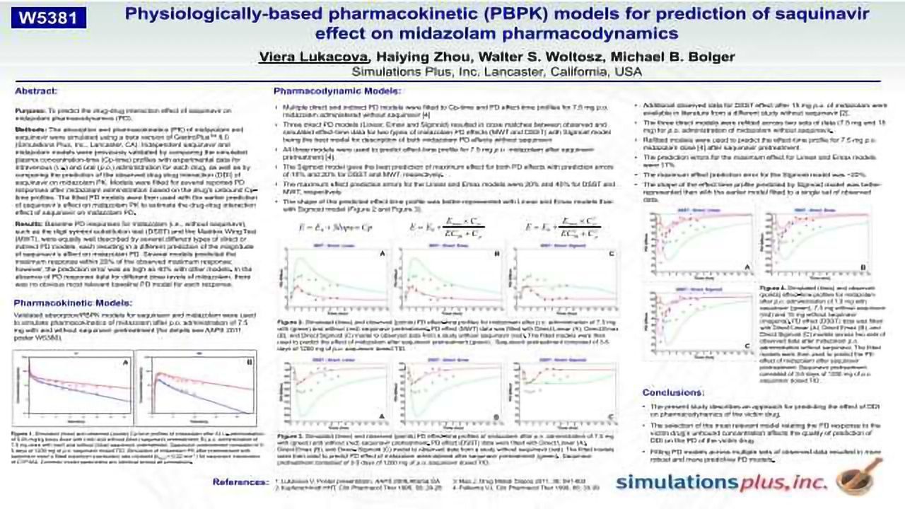 Physiologically-based pharmacokinetic (PBPK) models for prediction of saquinavir effect on midazolam pharmacodynamics