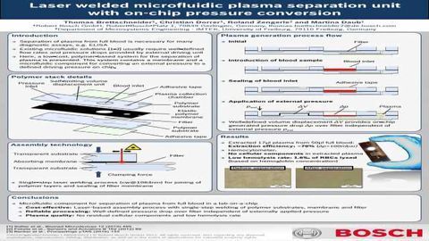 Laser Welded Microfluidic Plasma Seperation Unit with On-Chip Pressure Conversion