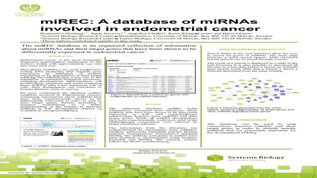 miREC: A database of miRNAs involved in endometrial cancer