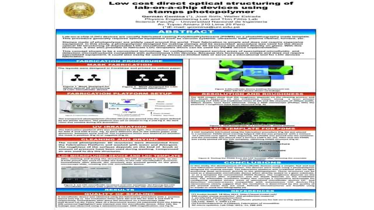 Low cost direct optical structuring of lab-on-a-chip devices using stamps photopolymer