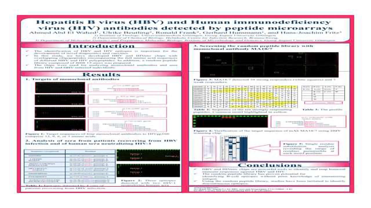 Hepatitis B virus (HBV) and Human immunodeficiency virus (HIV) antibodies detected by peptide microarrays
