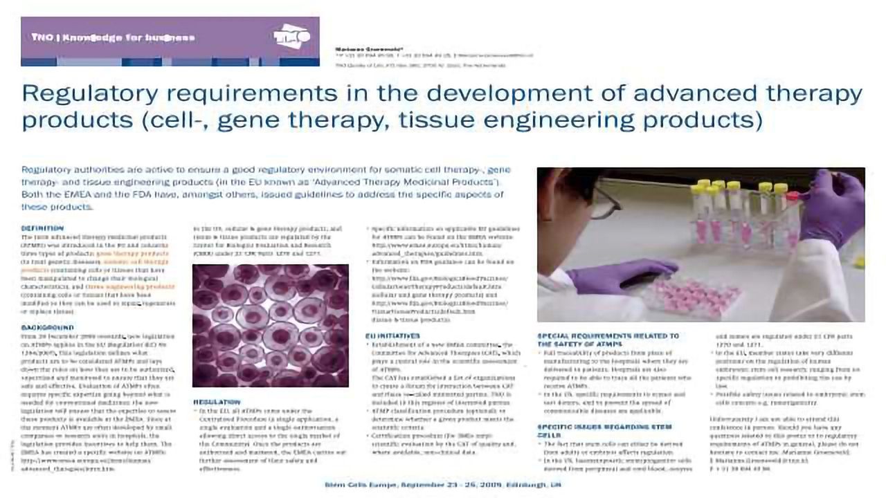 Regulatory requirements in the development of advanced therapy products (cell-, gene therapy, tissue engineering products)