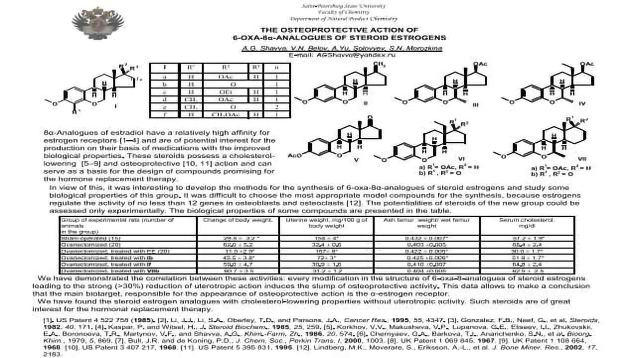 THE OSTEOPROTECTIVE ACTION OF 6-OXA-8a-ANALOGUES OF STEROID ESTROGENS