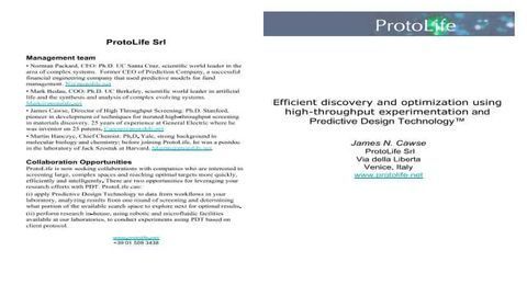 Efficient discovery and optimization using high-throughput experimentation and Predictive Design Technology™