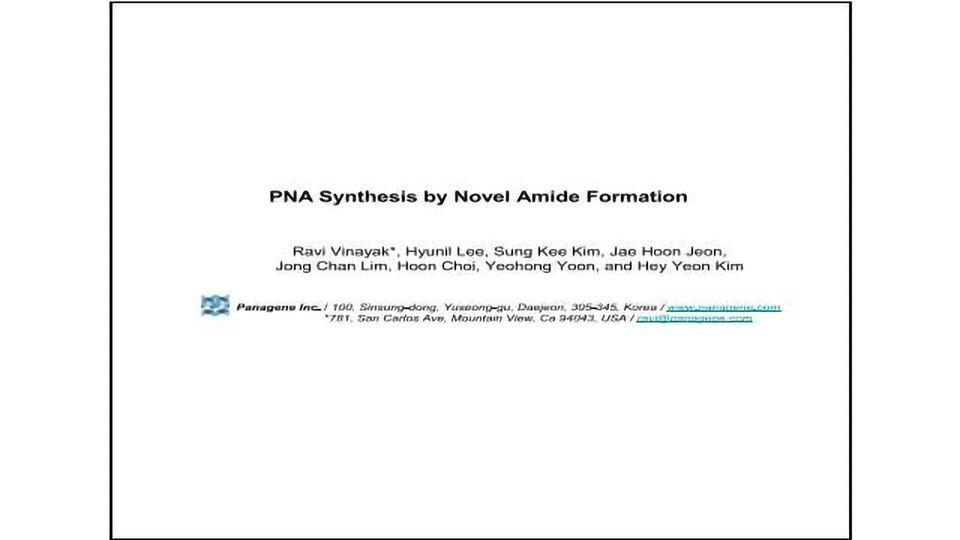 PNA Synthesis by Novel Amide Formation  content piece image