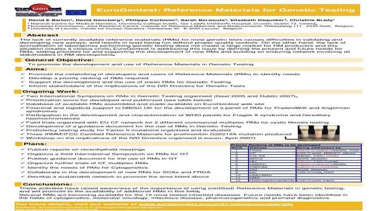 EuroGentest: Reference Materials for Genetic Testing