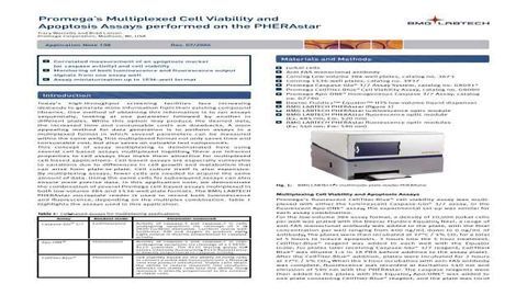 Promega’s Multiplexed Cell Viability and Apoptosis Assays Performed on the PHERAstar