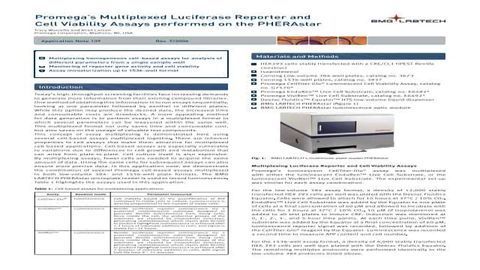 Promega’s Multiplexed Luciferase Reporter and Cell Viability Assays performed on the PHERAstar