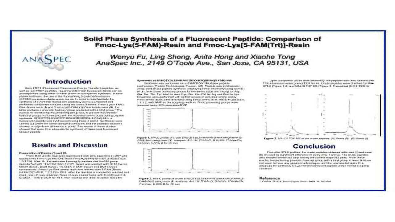 Solid Phase Synthesis of a Fluorescent Peptide: Comparison of Fmoc-Lys(5-FAM)-Resin and Fmoc-Lys[5-FAM(Trt)-Resin