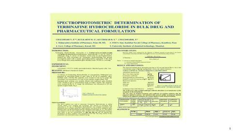 Spectrophotometric Determination of Terbinafine Hydrochloride in Bulk Drug and Pharmaceutical Formulation