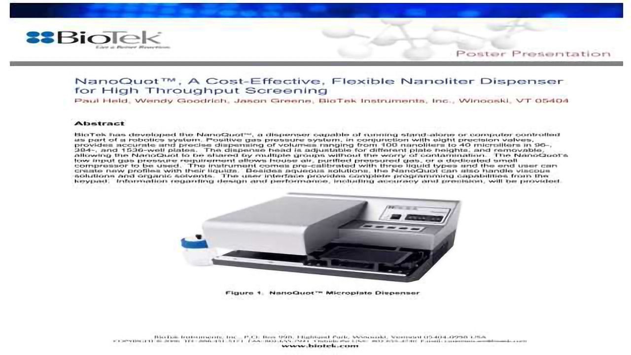 NanoQuot™, A Cost-Effective, Flexible Nanoliter Dispenser for High Throughput Screening