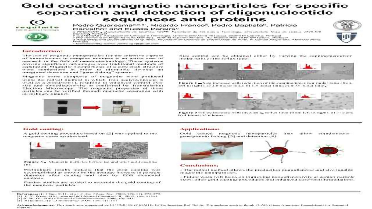 Gold Coated Magnetic Nanoparticles for Specific Separation and Detection of Oligonucleotide Sequences and Proteins