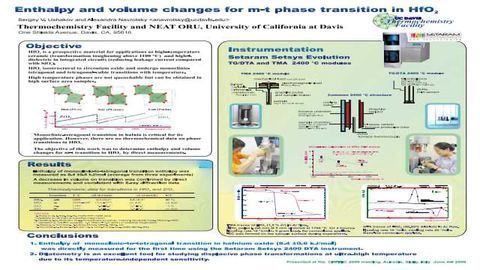 Enthalpy and Volume Changes for m-t Phase Transition in HfO<SUP>2</SUP>