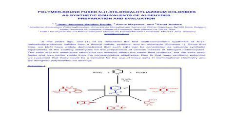 Polymer-Bound Fused N -(1-Chloroalkyl)Azinium Chlorides As Synthetic Equivalents Of Aldehydes.
