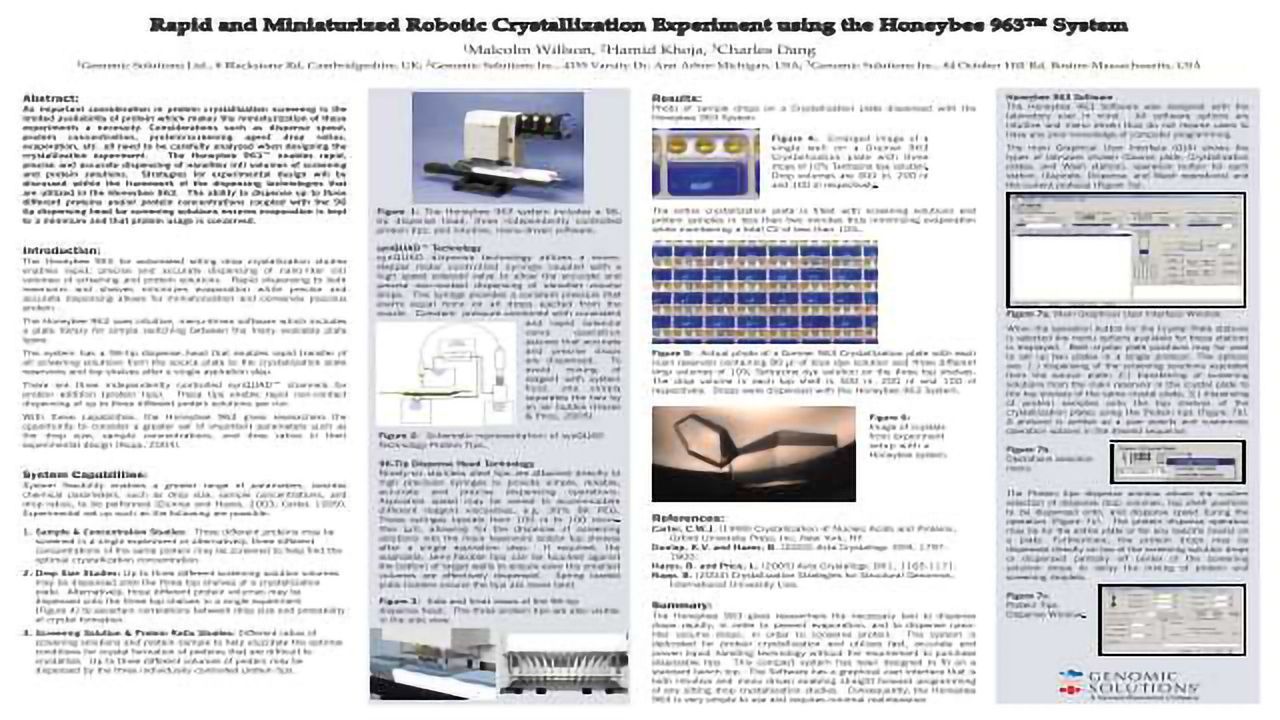 Rapid and Miniaturized Robotic Crystallization Experiment using the Honeybee 963™ System