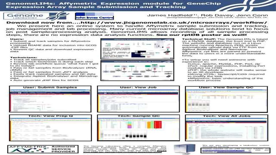 GenomeLIMs: Affymetrix Expression module for GeneChip Expression Array Sample Submission and Tracking content piece image