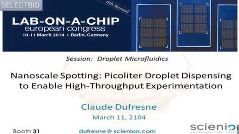 Nanoscale Spotting: Picoliter Droplet Dispensing to Enable High-throughput Experimentation