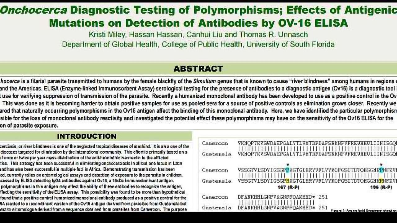 Onchocerca Diagnostic Testing of Polymorphisms; Effects of Antigenic Mutations on Detection of Antibodies by OV-16 ELISA