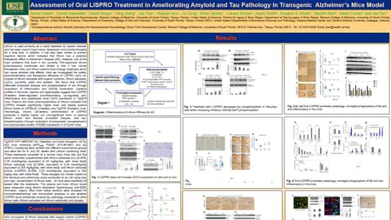 Assessment of Oral LISPRO Treatment in Ameliorating Amyloid and Tau Pathology in Transgenic Alzheimer’s Mice Model