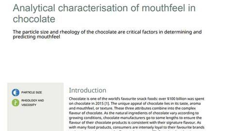Analytical Characterisation of Mouthfeel in Chocolate