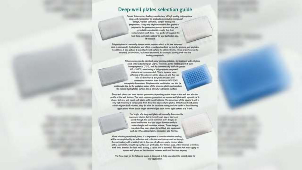 Porvair Sciences Releases Deep-well Plate Selection Guide