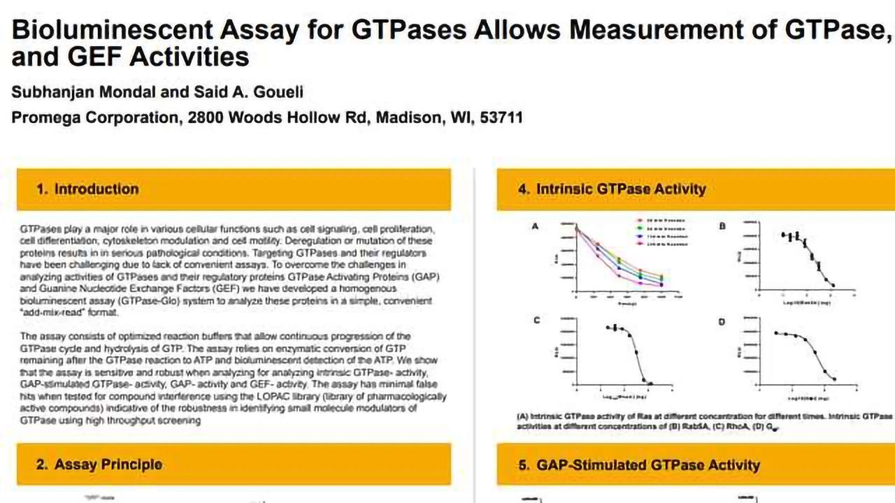 Bioluminescent Assay for GTPases Allows Measurement of GTPase, GAP and GEF Activities