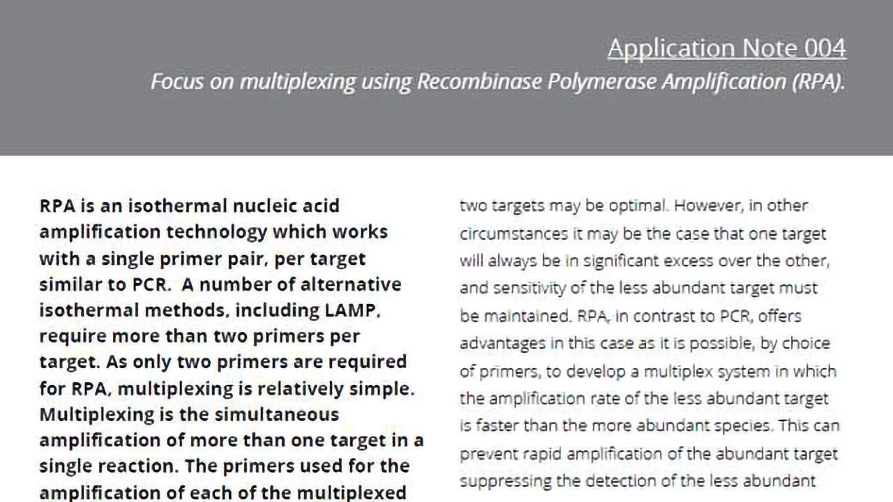 Focus on Multiplexing using Recombinase Polymerase Amplification (RPA)