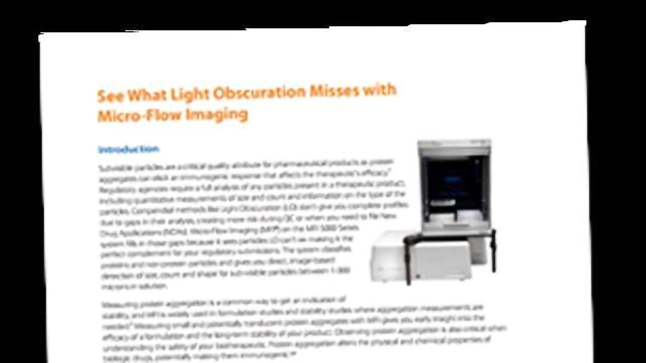 Using Micro Flow Imaging (MFI) to Measure Protein Aggregation
