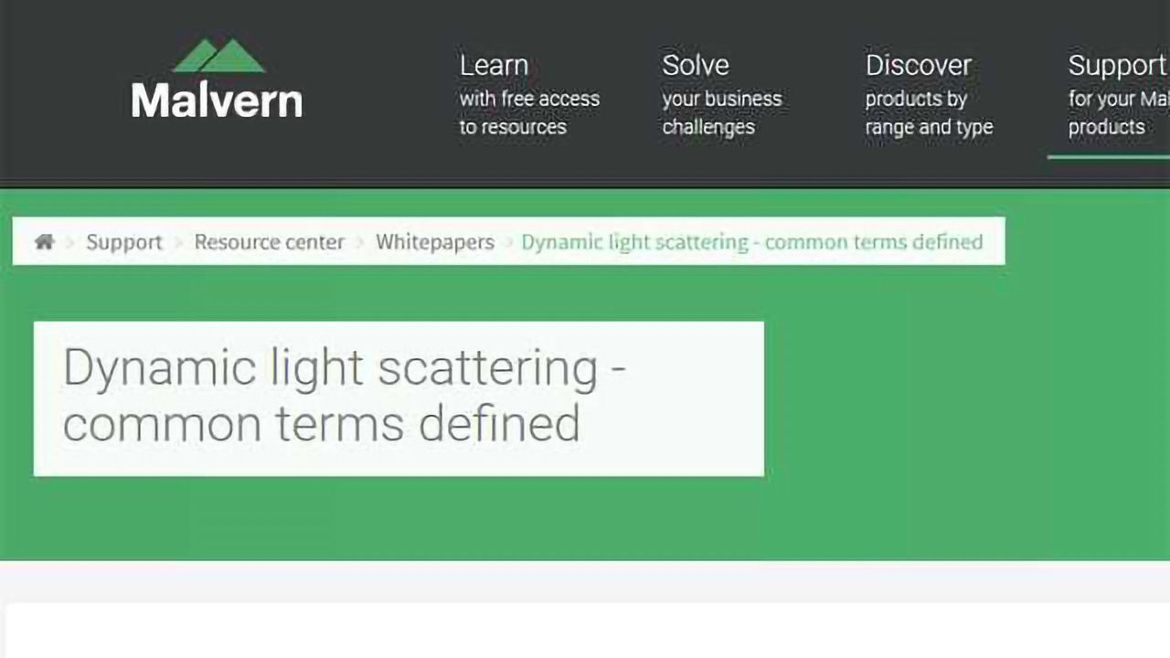 Dynamic Light Scattering - Common Terms Defined