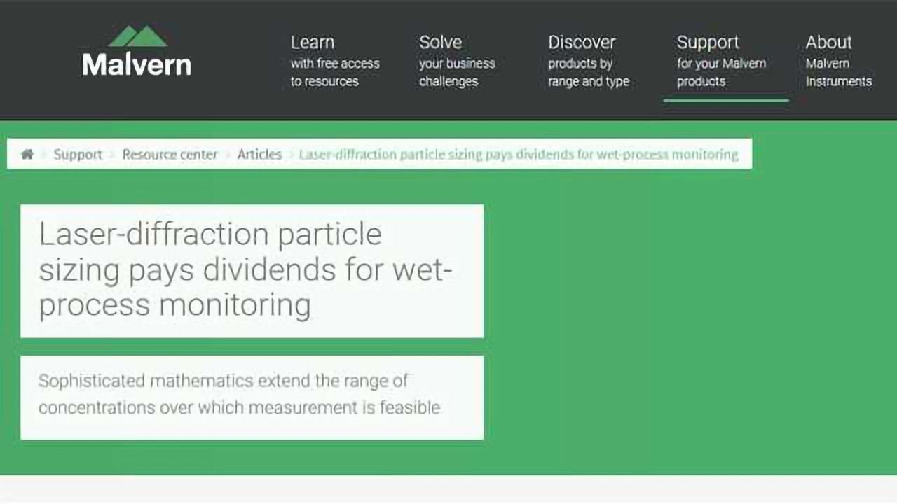 Laser-Diffraction Particle Sizing Pays Dividends for Wet-Process Monitoring