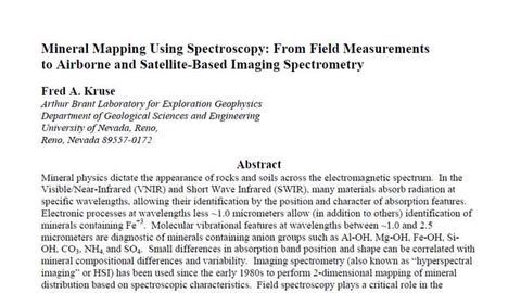 Mineral Mapping Using Spectroscopy - From Field Measurements to Airborne Satellite-Based Imaging Spectrometry