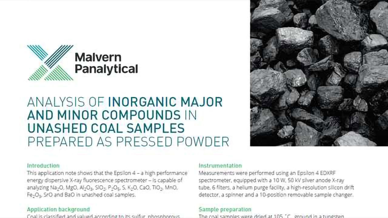 Analysis of Inorganic Major and Minor Compounds in Un-Ashed Coal Samples Prepared as Pressed Powder