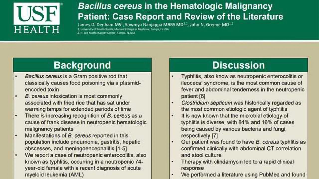 Bacillus cereus in the Hematologic Malignancy Patient: Case Report and Review of the Literature