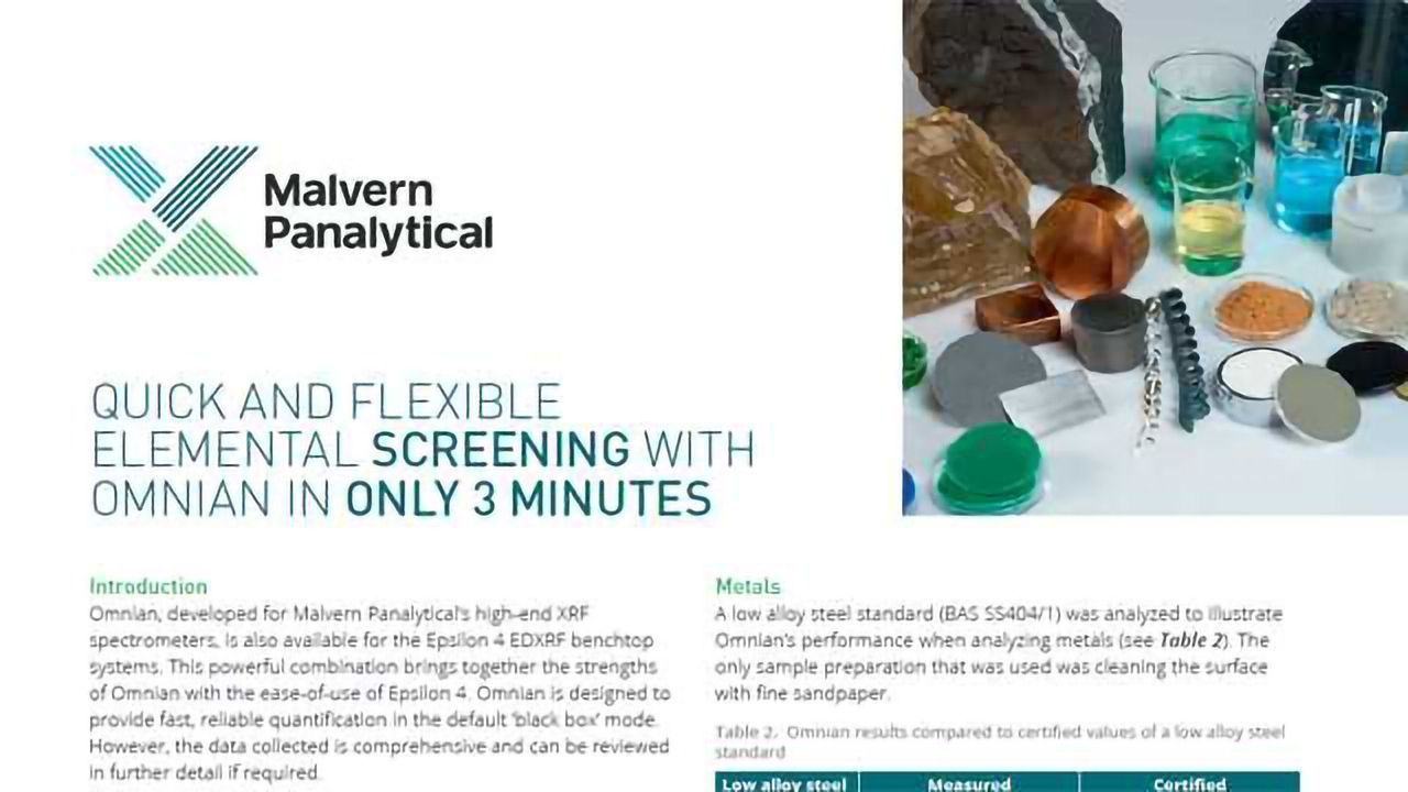 Quick and flexible elemental screening with Omnian in only 3 minutes