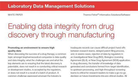 Enabling Data Integrity from Drug Discovery through Manufacturing