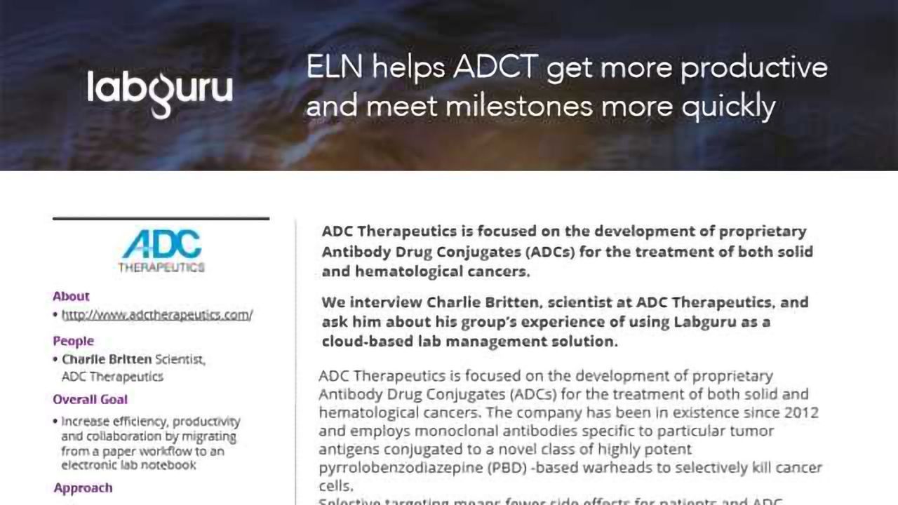 ADC Therapeutics Drives Productivity with Labguru