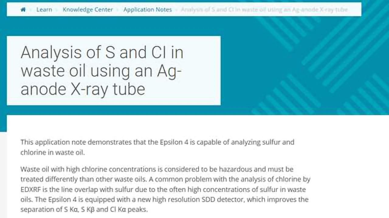 Analysis of S and CI in Waste Oil Using an Ag-anode X-ray Tube