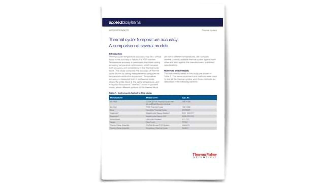 Thermal Cycler Temperature Accuracy – A Comparison of Different Models