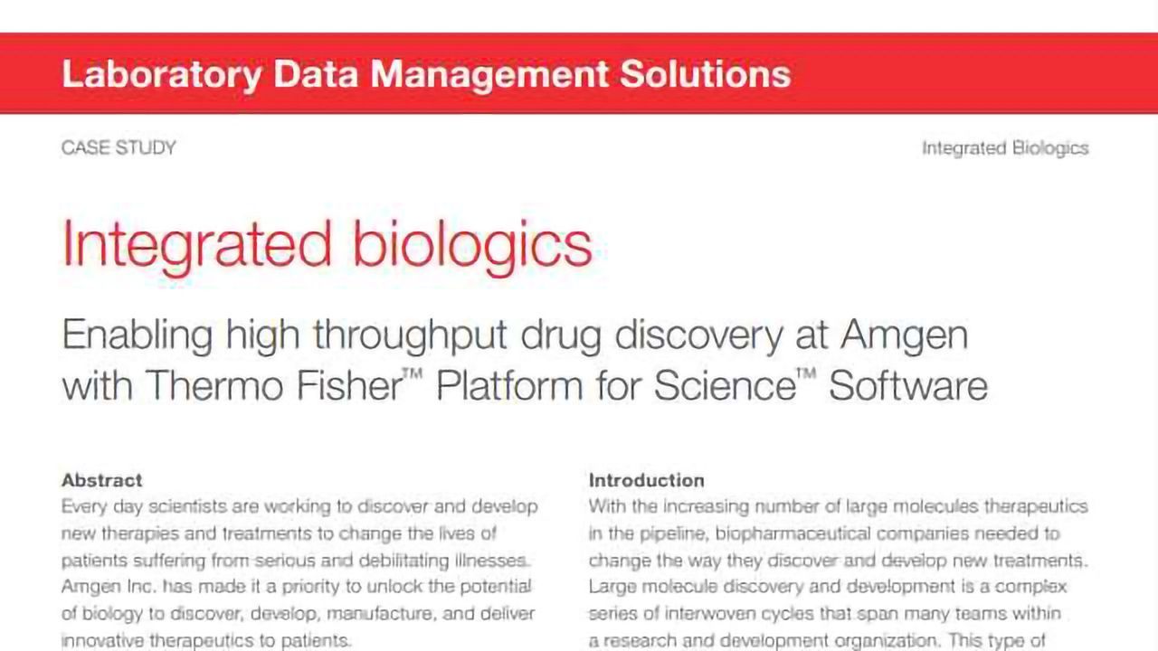 Integrated Biologics: Enabling high throughput drug discovery at Amgen