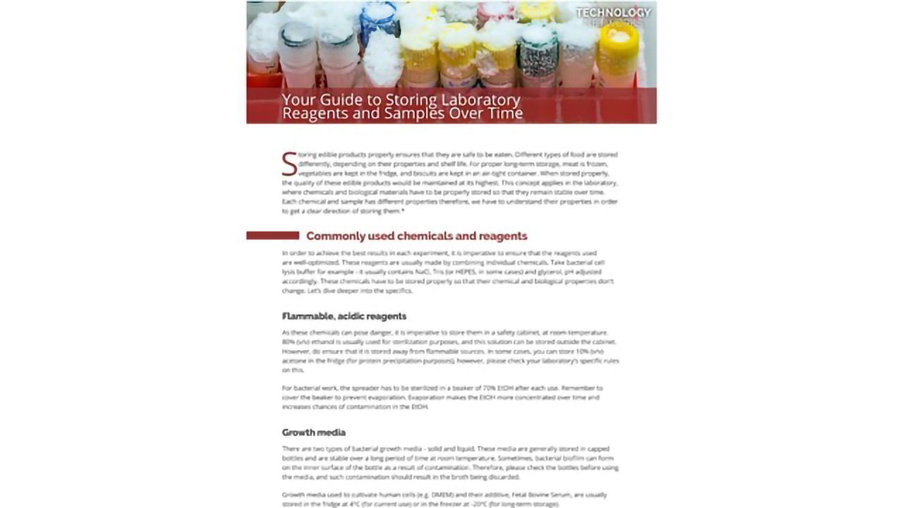 Your Guide to Storing Laboratory Reagents and Samples Over Time